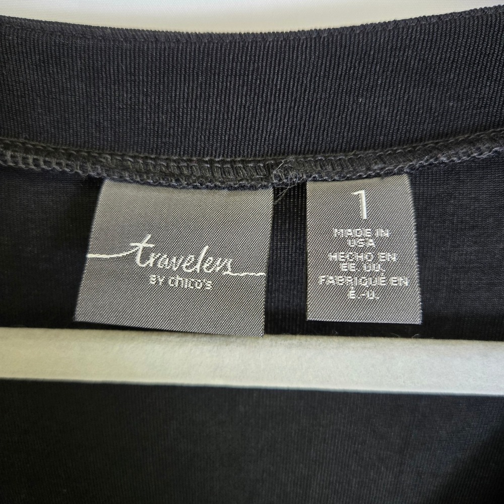 Travelers By Chico's Classic Hardware Lace Up V- Neck Top, Black, Size 1, Medium - Picture 3 of 13